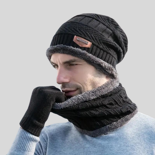 Ensemble HARRISON - Bonnet, Écharpe et Gants en Laine Épaisse - Accessoires Hiver Unisexe