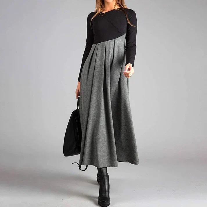 Robe Longue INNA - Robe Maxi Élégante Automne Manches Longues - Tenue Décontractée Chic pour Femme