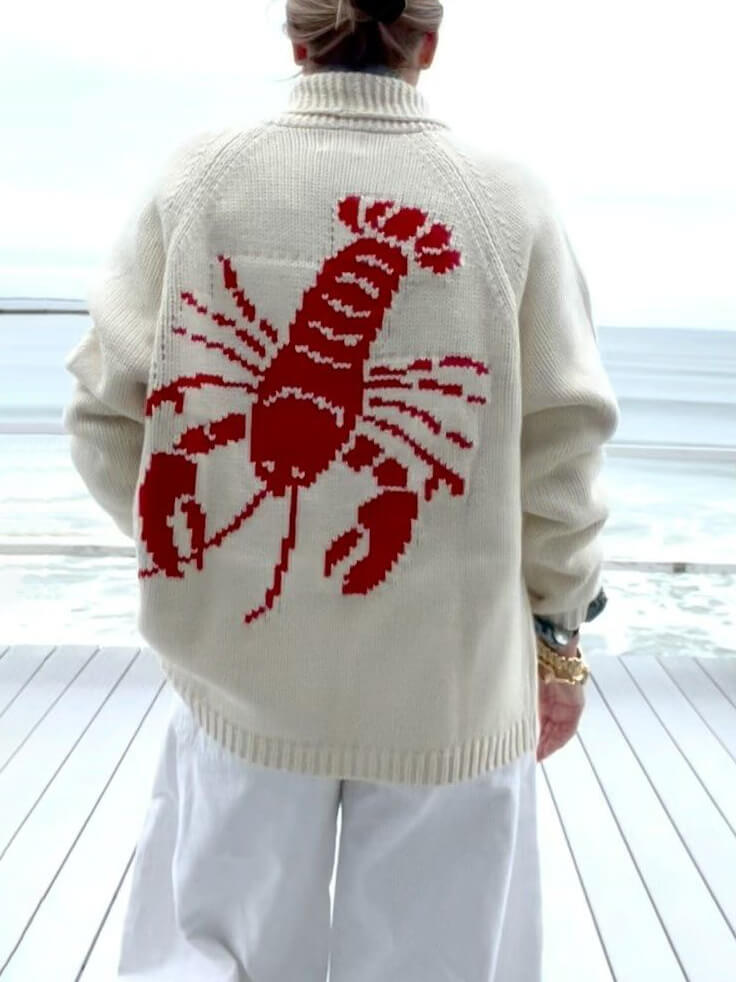 Cardigan amusant en motif homard - Confort et style