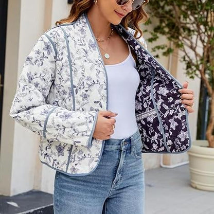 Veste Réversible avec Imprimé Ethnique et Floral - Élégance et Polyvalence