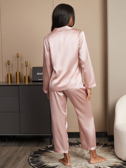 Pyjama Femme Décontracté en Soie Pure avec Fermeture à Boutons