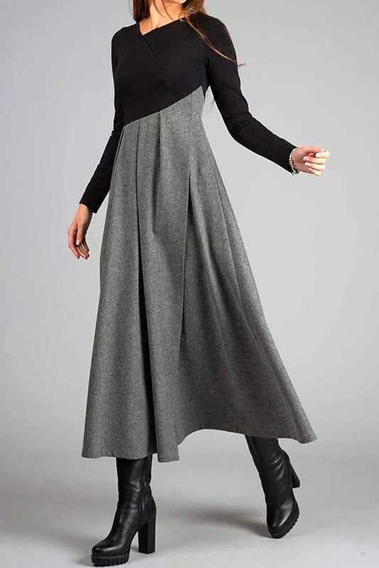 Robe Longue INNA - Robe Maxi Élégante Automne Manches Longues - Tenue Décontractée Chic pour Femme