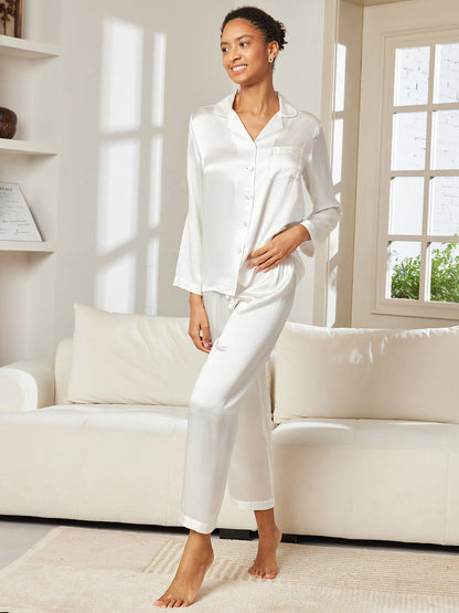 Ensemble Pyjama Femme en Soie Pure avec Boutons