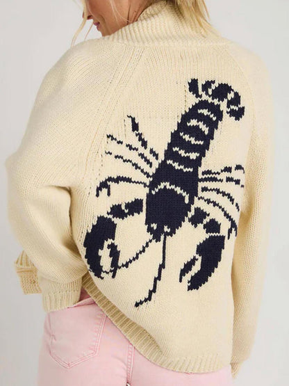 Cardigan amusant en motif homard - Confort et style