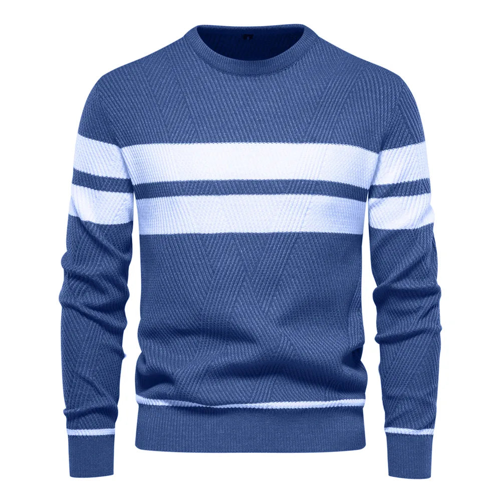 Pull DAWSON en Laine pour Homme - Pull Tricot à Rayures - Pull-Over Classique Hiver