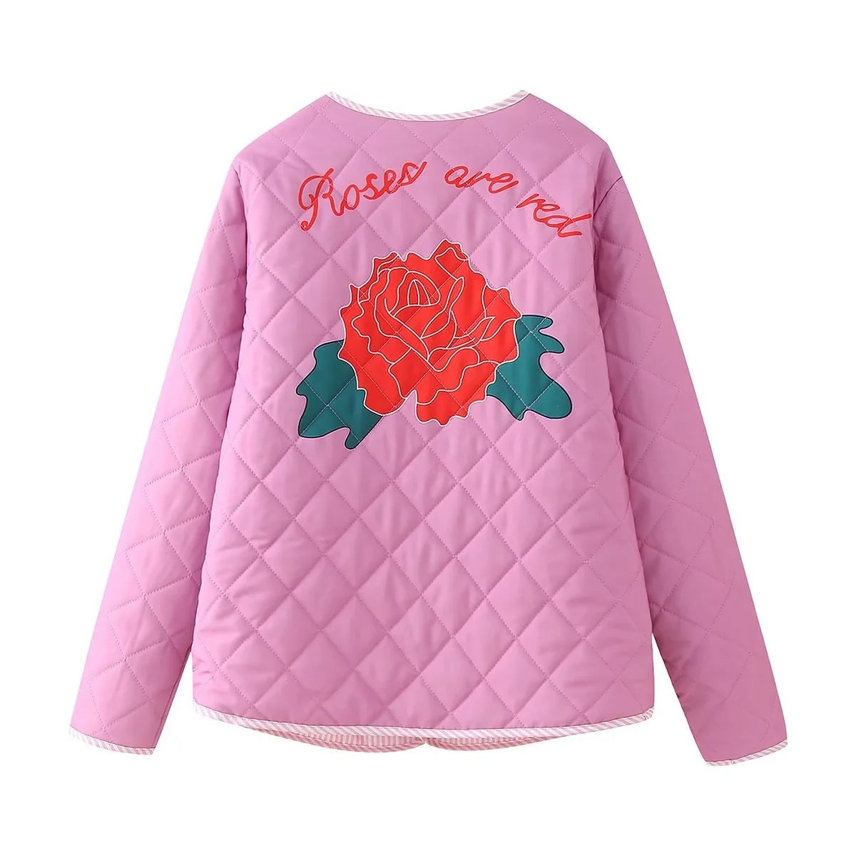 Veste légère rose avec imprimé floral et nœud