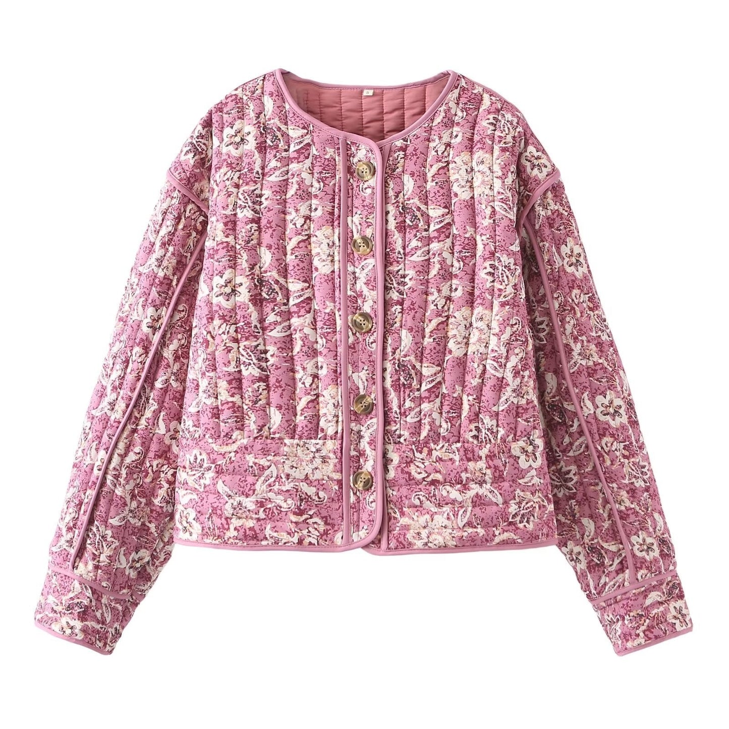 Veste Matelassée Vintage à Imprimé Floral - Élégance et Confort pour un Style Retro