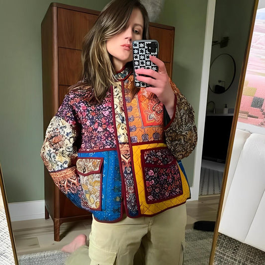 Veste Matelassée Éthique Multicolore avec Imprimé Ethnique - Style Unique et Confort