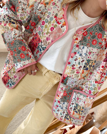 Veste avec Imprimé Patchwork - Style Décontracté et Confortable