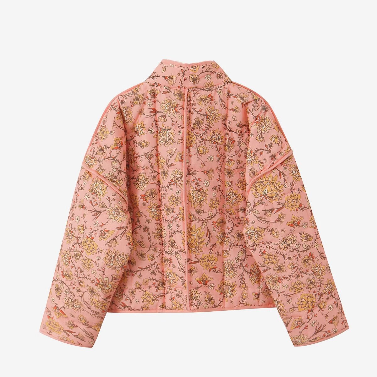 Veste Patchwork avec Col et Imprimé Floral - Élégance Décontractée