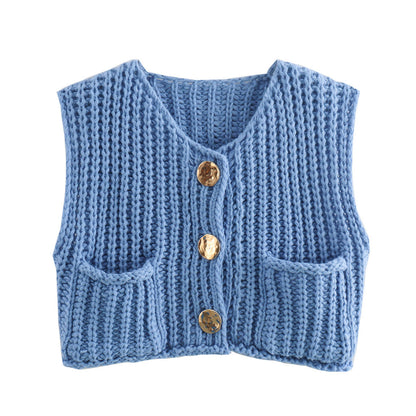 Gilet en Tricot à Gros Boutons - Élégance et Confort pour Toutes les Occasions