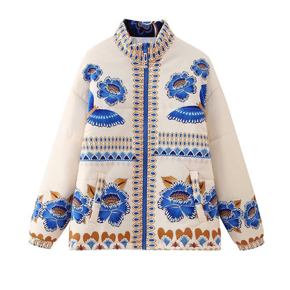 Veste Bleue avec Imprimé Floral - Élégance et Fraîcheur