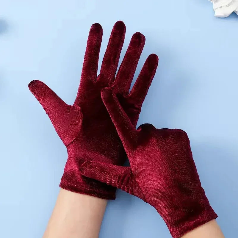 Gants Courts en Velours pour Femme - Gants de Soirée Élégants - Accessoire Rétro Chic pour Cocktail, Mariage, Fête - Style Vintage Années 20