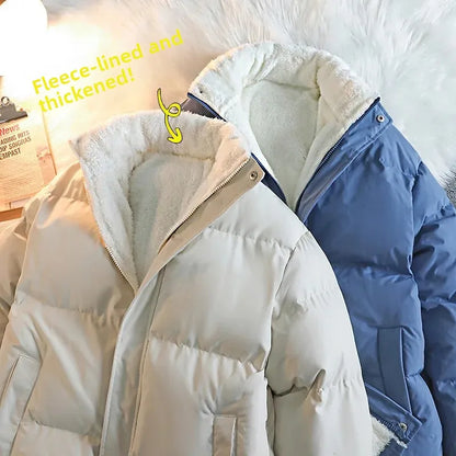 Manteau Couple Hiver Coton et Polaire - Doudoune Col Montant - Veste Matelassée Tendance