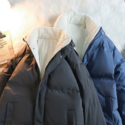 Manteau Couple Hiver Coton et Polaire - Doudoune Col Montant - Veste Matelassée Tendance