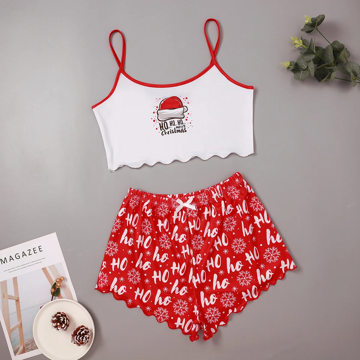 New Style Lady's  Cow Pattern Lace Edge Camisole With Shorts Pajama Set Cute Comfort Sexy Home Wear Sleepwear Underwear