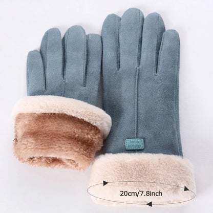 Gants d'Hiver Élégants en Suède - Gants Chauds Doublés Fourrure - Accessoire Mode Femme