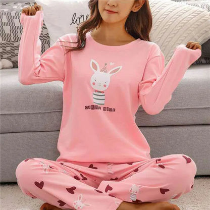 Pyjama Femme Imprimé Cartoon - Ensemble Décontracté Printemps/Automne - Vêtement de Nuit M-2XL