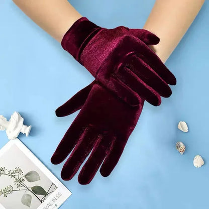 Gants Courts en Velours pour Femme - Gants de Soirée Élégants - Accessoire Rétro Chic pour Cocktail, Mariage, Fête - Style Vintage Années 20