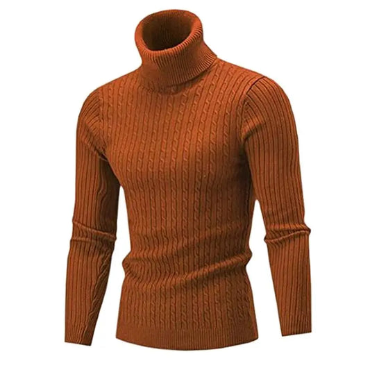 Pull Homme Col Roulé Slim Fit - Pull Tricot Chaud pour Automne-Hiver