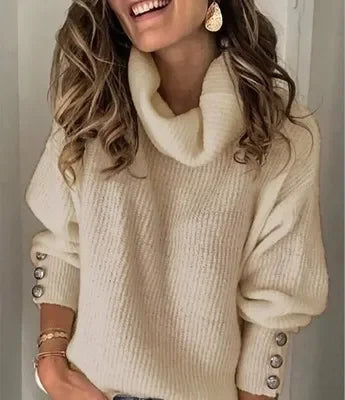 Pull Femme Casual en Maille - Pull Uni Automne-Hiver