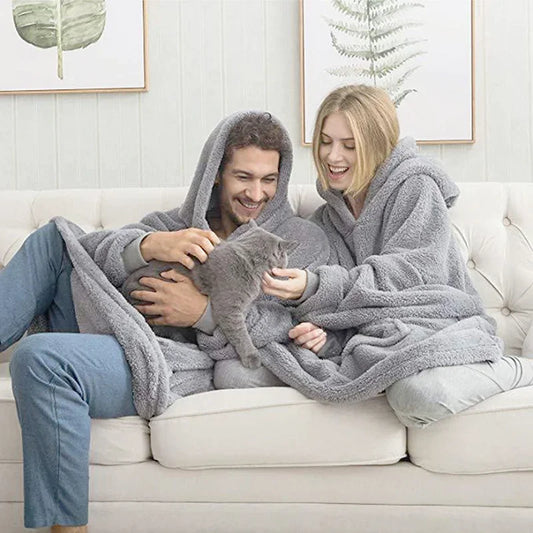 Pull Couverture Oversized en Flanelle - Confort et Chaleur pour Vos Soirées Cocooning