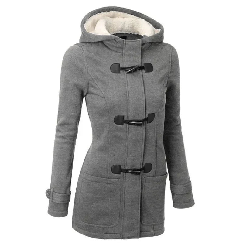 Manteau à Capuche en Coton Premium - Veste Longue Femme Automne Hiver avec Boutons Style Vintage