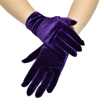 Gants Courts en Velours pour Femme - Gants de Soirée Élégants - Accessoire Rétro Chic pour Cocktail, Mariage, Fête - Style Vintage Années 20