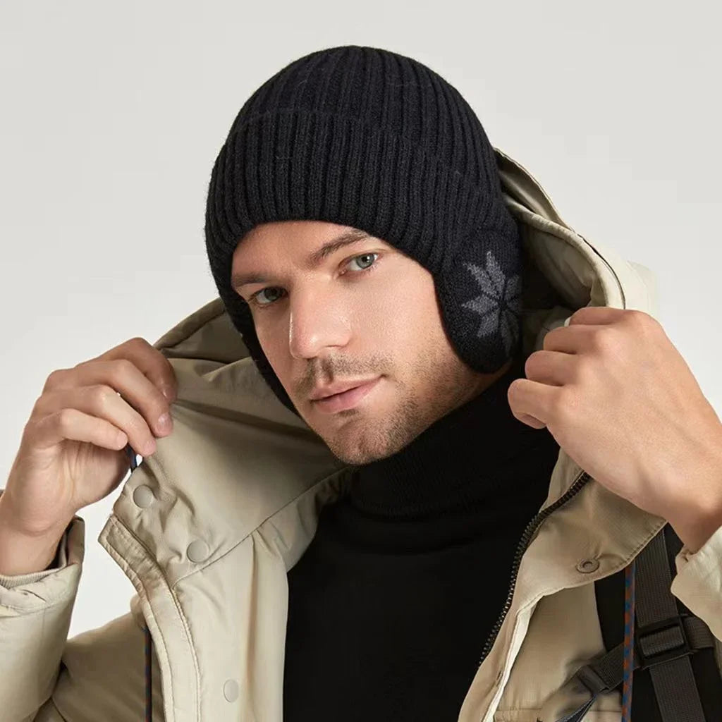 Bonnet Hiver Unisexe avec Protection Oreilles - Bonnet Thermique Doublé Velours pour Homme et Femme