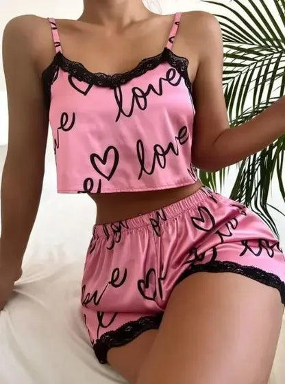 Ensemble Pyjama Femme Imprimé - Short et Débardeur Sexy - Vêtement de Nuit S-L