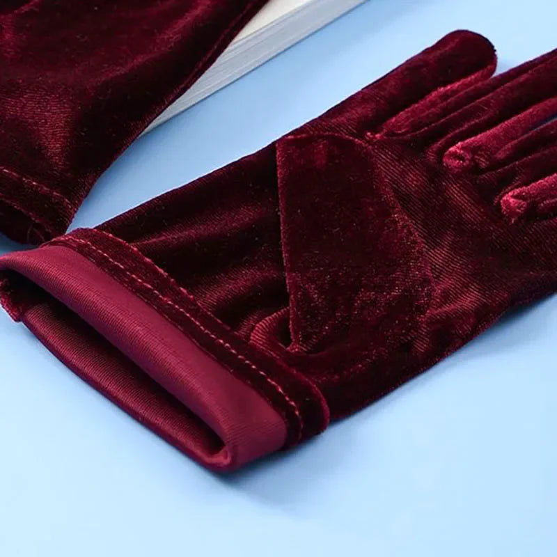 Gants Courts en Velours pour Femme - Gants de Soirée Élégants - Accessoire Rétro Chic pour Cocktail, Mariage, Fête - Style Vintage Années 20