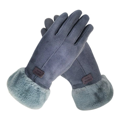 Gants d'Hiver Élégants en Suède - Gants Chauds Doublés Fourrure - Accessoire Mode Femme