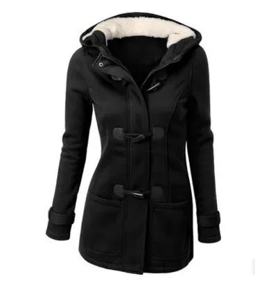 Manteau à Capuche en Coton Premium - Veste Longue Femme Automne Hiver avec Boutons Style Vintage