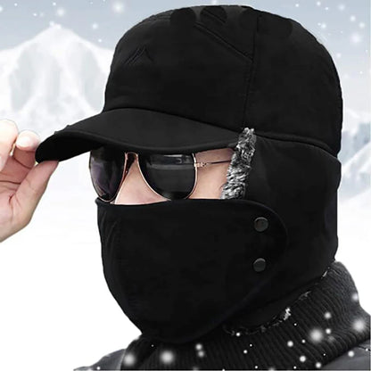 Bonnet d'Hiver avec Cache-Oreilles et Masque - Protection Intégrale Coupe-Vent pour Ski et Sports d'Hiver