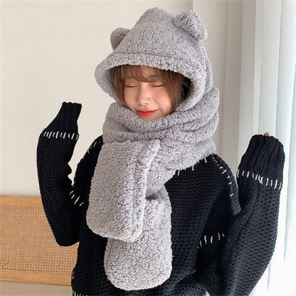 Ensemble Bonnet Ours avec Écharpe et Gants - Collection Kawaii Hiver 2024