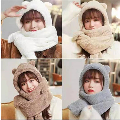 Ensemble Bonnet Ours avec Écharpe et Gants - Collection Kawaii Hiver 2024