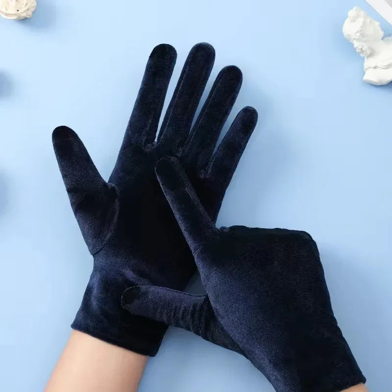 Gants Courts en Velours pour Femme - Gants de Soirée Élégants - Accessoire Rétro Chic pour Cocktail, Mariage, Fête - Style Vintage Années 20