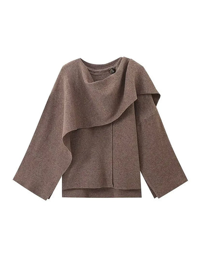 Manteau en Laine Asymétrique - Veste Femme Col - Style Élégant