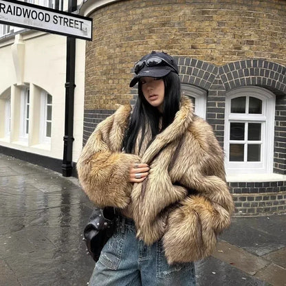 Manteau en Fausse Fourrure Élégant pour Femme - Veste Chaude d'Hiver Décontractée - Style Oversize Luxueux