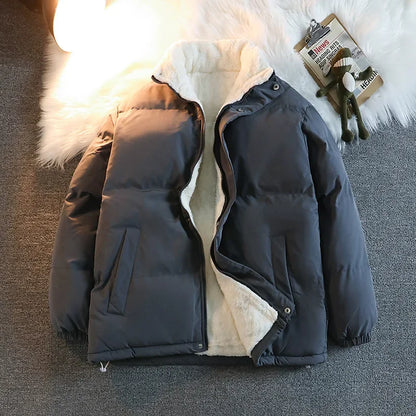 Manteau Couple Hiver Coton et Polaire - Doudoune Col Montant - Veste Matelassée Tendance