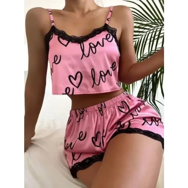 Ensemble Pyjama Femme Imprimé - Short et Débardeur Sexy - Vêtement de Nuit S-L