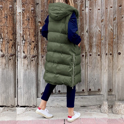 Maple™ Gilet Long à Capuche - Veste Sans Manches Coton Automne Hiver - Style Urbain Chic