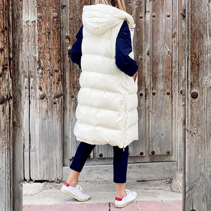 Maple™ Gilet Long à Capuche - Veste Sans Manches Coton Automne Hiver - Style Urbain Chic