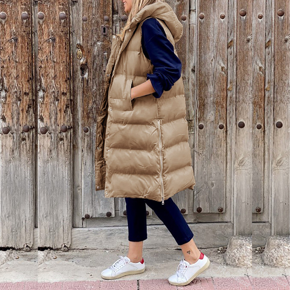 Maple™ Gilet Long à Capuche - Veste Sans Manches Coton Automne Hiver - Style Urbain Chic