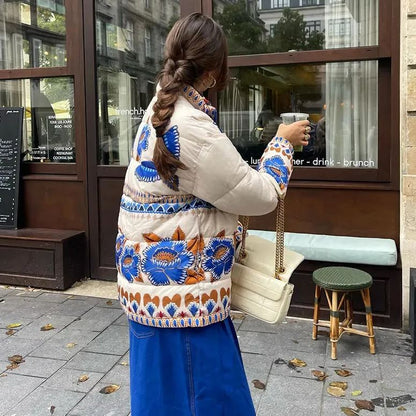 Veste Bleue avec Imprimé Floral - Élégance et Fraîcheur