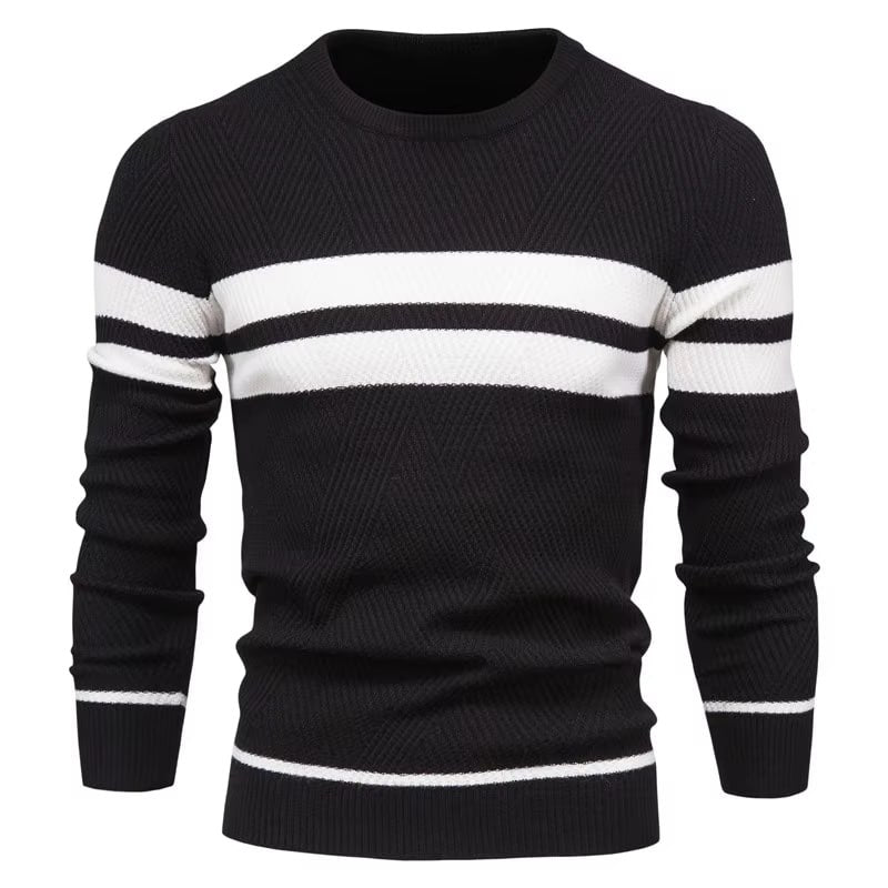 Pull DAWSON en Laine pour Homme - Pull Tricot à Rayures - Pull-Over Classique Hiver