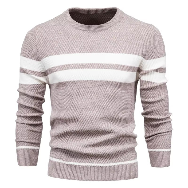 Pull DAWSON en Laine pour Homme - Pull Tricot à Rayures - Pull-Over Classique Hiver