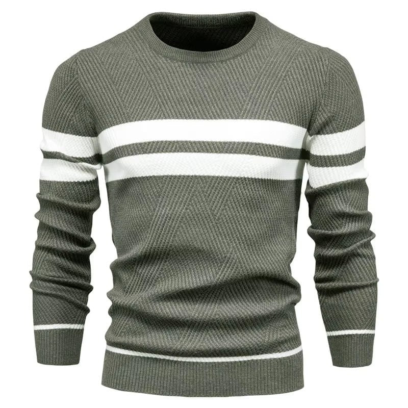 Pull DAWSON en Laine pour Homme - Pull Tricot à Rayures - Pull-Over Classique Hiver