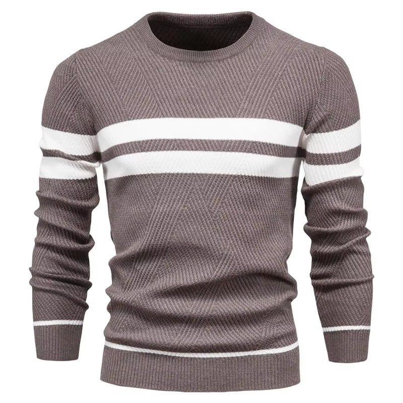 Pull DAWSON en Laine pour Homme - Pull Tricot à Rayures - Pull-Over Classique Hiver